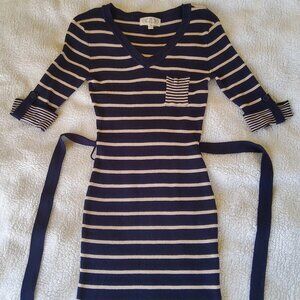 Pink•Rose Form Fitting Striped Sweater Dress